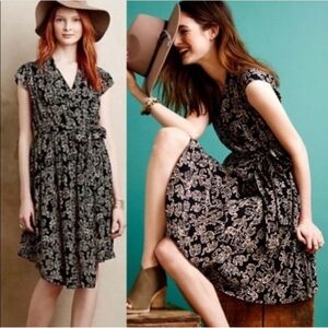 Anthropologie Black and Cream Midi Dress